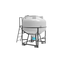 Емкость ЦКТ 3000 л с патрубком 160мм с фланцем под плотность до 1,5 г/см3 белая в обрешетке с лестницей