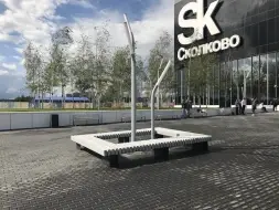 Скамейка стальная вокруг дерева или столба «Сколково» без спинки