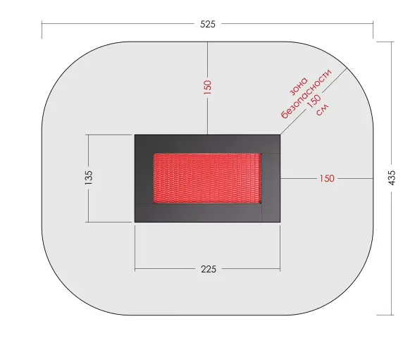 Встраиваемый батут «Прямоугольник 135х225»