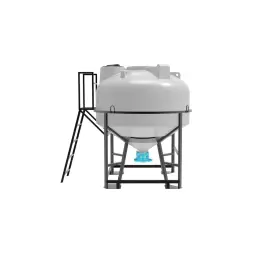 Емкость ЦКТ 3000 л с патрубком 160мм с фланцем под плотность до 1,5 г/см3 белая в обрешетке с лестницей