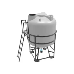 Емкость ЦКТ 5000 л с патрубком 110мм с фланцем под плотность до 1,2 г/см3 белая в обрешетке с лестницей