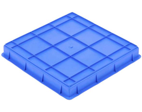 Ящик (лоток) пластиковый квадратный сплошной, 320х320х45 мм, синий [320320045-00]