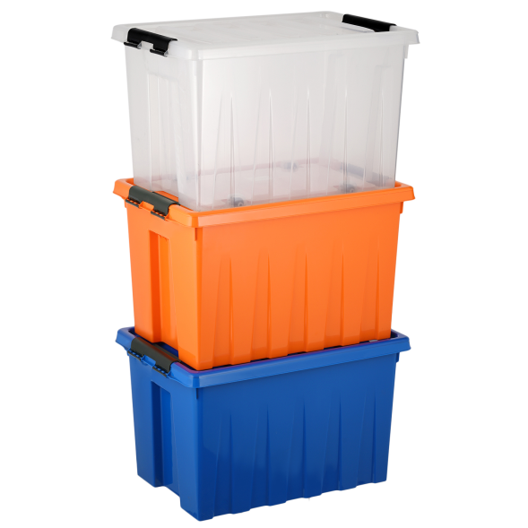 Контейнер с крышкой и клипсами Rox Box Original, 70 л, 580x390x360 мм, оранжевый [070-00.12]