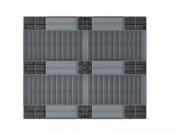 Паллет (поддон) пластиковый усиленный сплошной на 3-х полозьях, 1200х1000x150 мм, серый [02.114F.91.PEF.T10X]