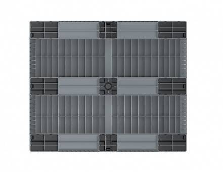 Паллет (поддон) пластиковый усиленный сплошной на 3-х полозьях, 1200х1000x150 мм, серый [02.114F.91.PEF.T10X]