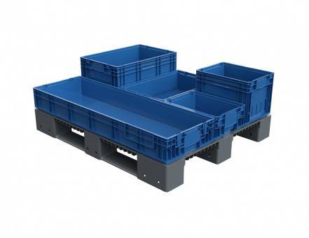 Паллет (поддон) пластиковый усиленный сплошной на 3-х полозьях, 1200х1000x150 мм, серый [02.114F.91.PEF.T10X]