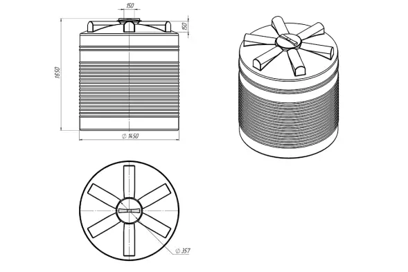 Пластиковая емкость для воды 2000 л