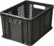 Ящик пластиковый перфорированный, 400×300×230 мм, 21.6 л, чёрный [703.01.01]