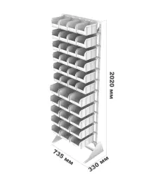 Стойка Стелла-техник односторонняя D1-00-06-05 с ящиками, 2020х735 мм