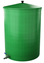 Бочка пластиковая садовая с краном 3/4" из латуни для дождевой воды и полива, 150л, зеленый [332]