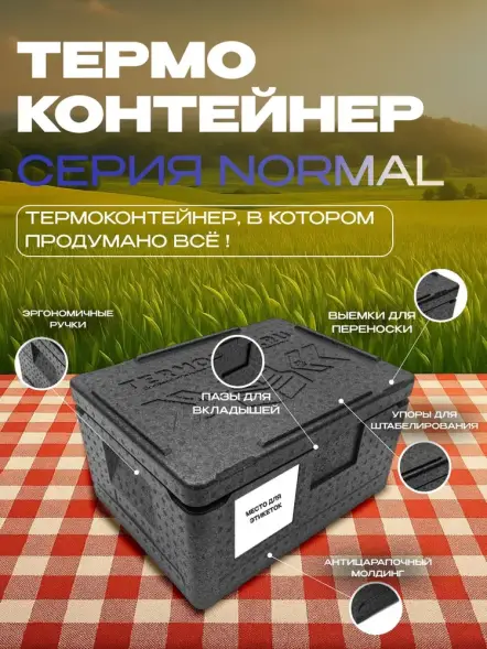Термоконтейнер TERMOBOX Бытовой Normal, 22 л, 400х300х320 мм, 40кг/м3