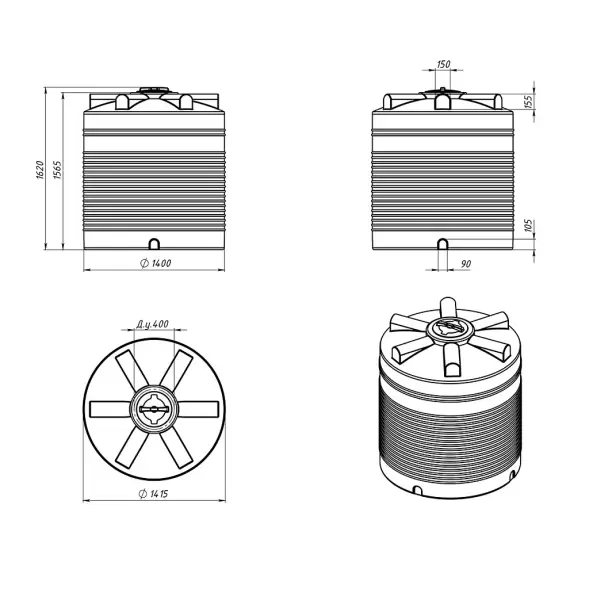 Емкость пластиковая для хранения удобрений (КАС/ЖКУ) ЭКОПРОМ ЭВЛ, 2000 л, красный [4017.2000.101.000]