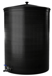 Бочка пластиковая садовая с краном 3/4" из латуни для дождевой воды и полива, 150л, черный [342]