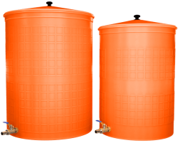 Бочка пластиковая садовая с краном 3/4" из латуни для дождевой воды и полива, 150л, терракотовый [352]