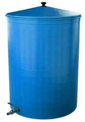 Бочка пластиковая садовая с краном 3/4" из латуни для дождевой воды и полива, 150л, голубой [362]