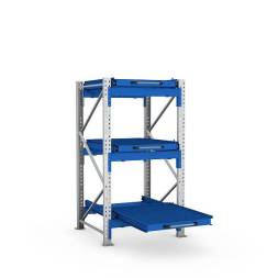 Стеллаж с выкатными платформами 70%, 500кг, 1100х1000х2000мм