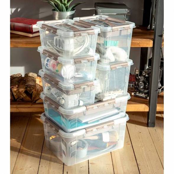 Ящик для хранения универсальный с замками и ручкой Grand box, 15,3л, голубой