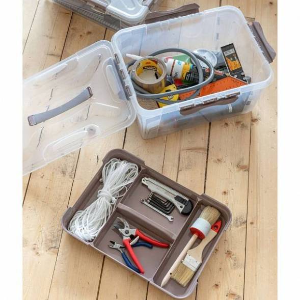 Ящик для хранения универсальный с замками и ручкой Grand box, 15,3л, голубой