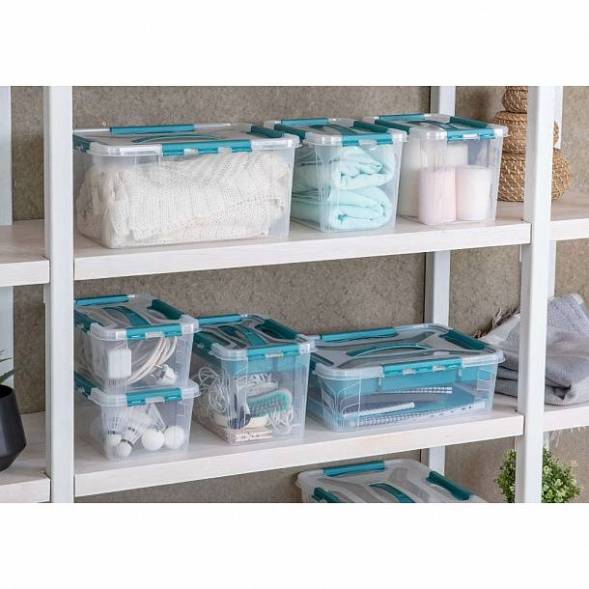 Ящик для хранения универсальный с замками и ручкой Grand box, 15,3л, светло-серый