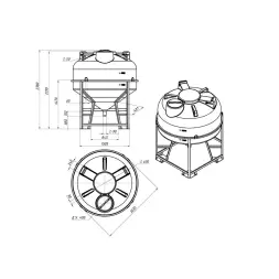 Емкость ЦКТ 3000л с патрубком 90мм белая в обрешетке