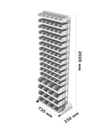 Стойка Стелла-техник односторонняя D1-12-04-00 с ящиками, 2020х735 мм