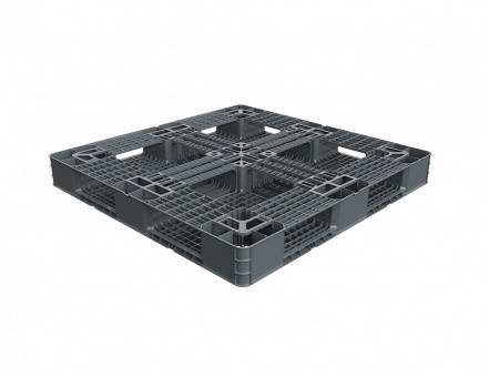 Паллет (поддон) пластиковый перфорированный на 3-х полозьях, 1050х1050х120 мм, серый [02.111.91]