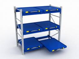 Стеллаж с выкатными платформами ДВК S-HEAVY 500 (3 яруса хранения)