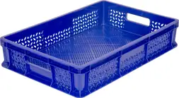 Ящик пластиковый перфорированный, 600×400×120 мм, 22 л, синий [704.01.01 м]
