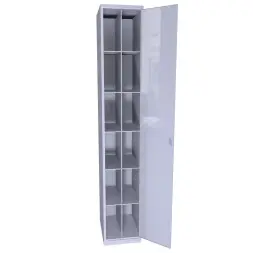 Металлический шкаф ХПГ 12 для СИЗ и противогазов 1800х300х400 мм с дверью Светло-серый