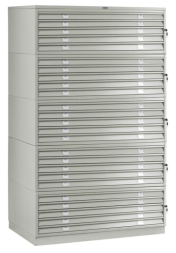Шкаф металлический картотечный (картотека) для чертежей ПРАКТИК A1-25, А1, 25 ящиков, 2050x1010x691 мм