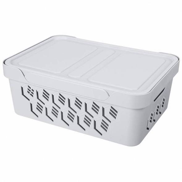 Ящик с крышкой универсальный Deluxe, 12л, светло-серый