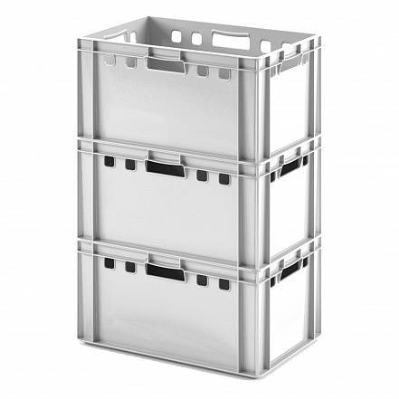 Ящик пластиковый для мяса Е3 (глубокой заморозки), 600х400х300 мм, белый