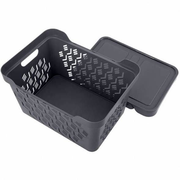 Ящик с крышкой универсальный Deluxe, 18л, серый