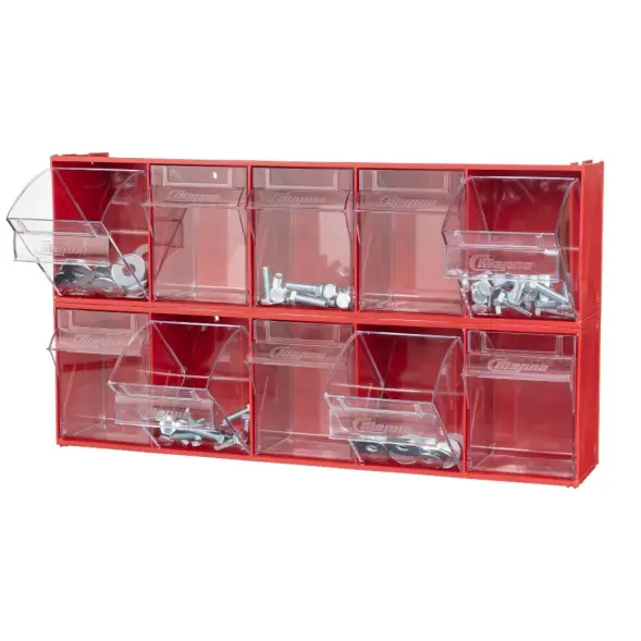 Короб откидной Стелла-техник F-600-5 , 600х140х168мм, 5 ячеек, красный, прозрачный
