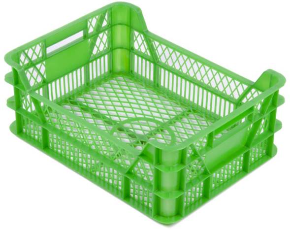 Ящик пластиковый фруктово-ягодный, 400х300х155 мм, зеленый [400300155-02]
