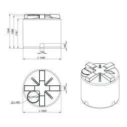 Емкость T 2000л зеленая с откидной крышкой