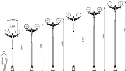 Фонарь уличный «Парк» со светильниками 3,65 м