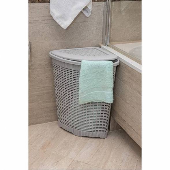 Корзина для белья угловая, 50л, белая