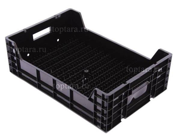 Ящик пластиковый для гидропонной выгонки с клапаном, 600х400х190 мм, черный [600400190-04К]