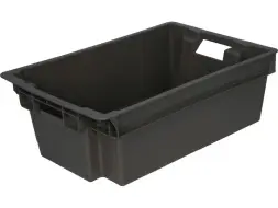 Ящик пластиковый сплошной, 600x400x200 мм, 35 л, черный [206]