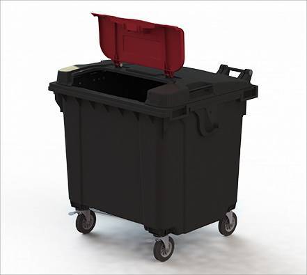 Контейнер пластиковый для мусора (ТБО/ТКО) на колесах с крышкой TwinLid, 1100 л
