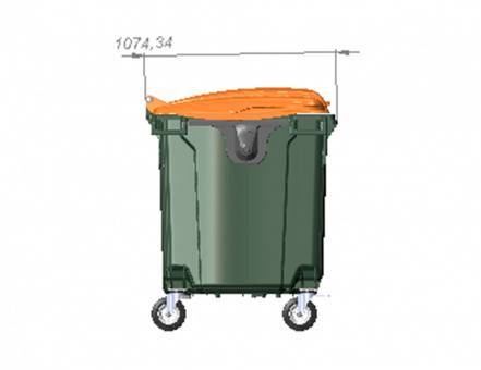 Контейнер пластиковый для мусора (ТБО/ТКО) с крышкой на колесах, 1100 л