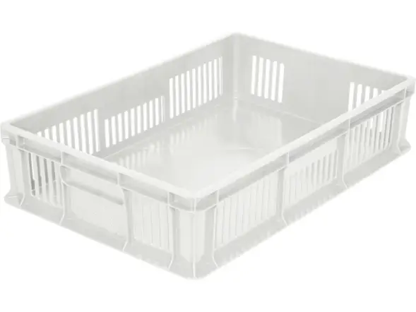 Ящик пластиковый перфорированный, 600×400×140 мм, 27 л, белый [705.02.02 м]