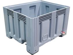 Крупногабаритный сплошной пластиковый контейнер с 2 сливными пробками СП 1 и КШ 1 TR-Box, 1200х1000х758 мм, серый [TR-Box 1210 S (758)]