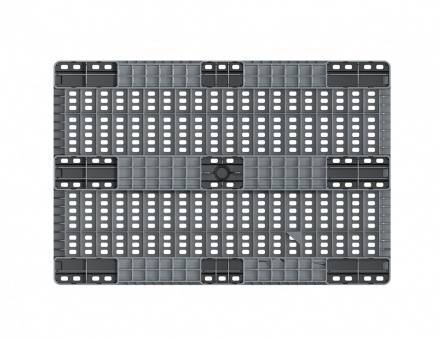 Паллет (поддон) пластиковый усиленный перфорированный на 3-х полозьях, 1200x800x150 мм, серый [02.117.91.PEF.S.Т20X]