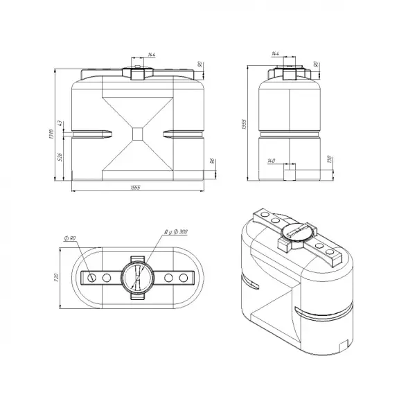 Емкость S 1000л под плотность до 1.5 г/см3 синяя