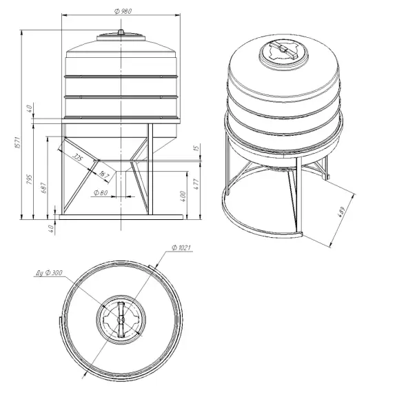 Емкость ФМ 500 л под плотность до 1,2 г/см3 белая в обрешетке