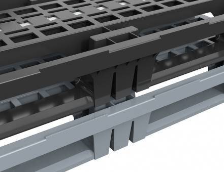 Паллет (поддон) пластиковый вкладываемый перфорированный на 3-х полозьях, 1200х800х150 мм, серый [02.122.91]