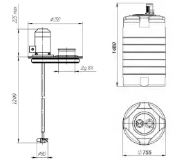 Емкость T 500 синий с пропеллерной мешалкой