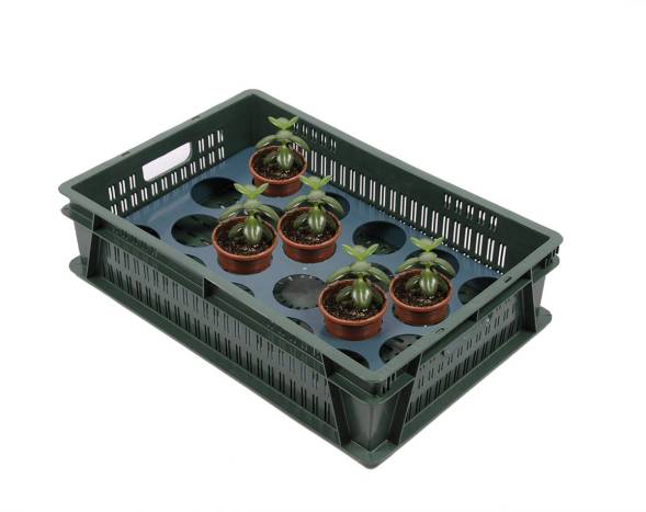 Ящик (лоток) пластиковый для транспортировки растений в горшках, 600x400x150 мм, зеленый [600400150-02]